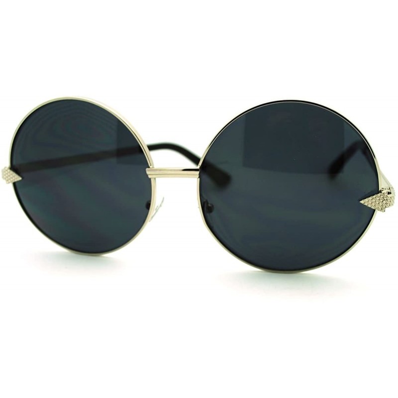 Round Super Oversized Round Circle Sunglasses Arrow Design Metal Frame - Silver - CZ11FSFDYED $10.22