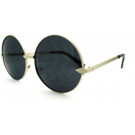 Round Super Oversized Round Circle Sunglasses Arrow Design Metal Frame - Silver - CZ11FSFDYED $10.22