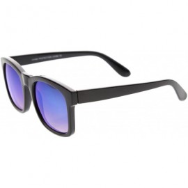 Wayfarer Mod Fashion Oversized Bold Frame Flash Mirror Horn Rimmed Sunglasses 61mm - Black / Ice - C4128PMCHAV $13.22