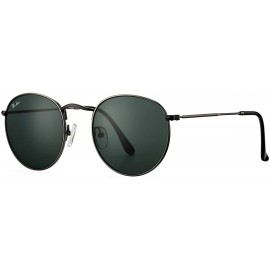 Wayfarer PA3447 Classic Crystal Glass Lens Retro Round Metal Sunglasses-50mm - Crystal Black Lens - CI1923G0A80 $17.07