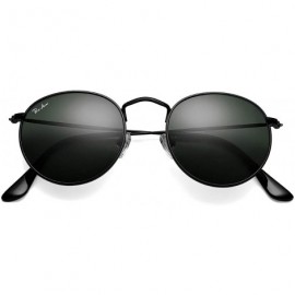 Wayfarer PA3447 Classic Crystal Glass Lens Retro Round Metal Sunglasses-50mm - Crystal Black Lens - CI1923G0A80 $17.07