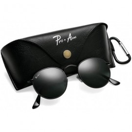 Wayfarer PA3447 Classic Crystal Glass Lens Retro Round Metal Sunglasses-50mm - Crystal Black Lens - CI1923G0A80 $17.07