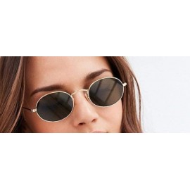 Oval Vintage Oval Small Metal Frame Steampunk Sunglasses Female Eyewear - Gold Gray - CH18U33ARL0 $12.77