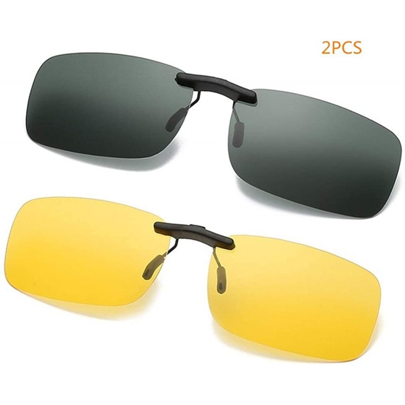 Oval Clip on Sunglasses Polarized- (2-Pack) UV400 Polarised Sunglasses for Driving and Outdoors - Type 3 - C718HX6CSTA $9.66