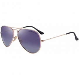 Square Classic Men Polarized sunglass Pilot Sunglasses for Women 58mm S8025 - Gold&purple - C618DLZ04OU $10.24