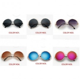 Oversized Round Mirrored Lenses Flat Metal Double Frame Sunglasses - 10a - CS182GH0AML $8.56