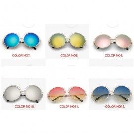 Oversized Round Mirrored Lenses Flat Metal Double Frame Sunglasses - 10a - CS182GH0AML $8.56