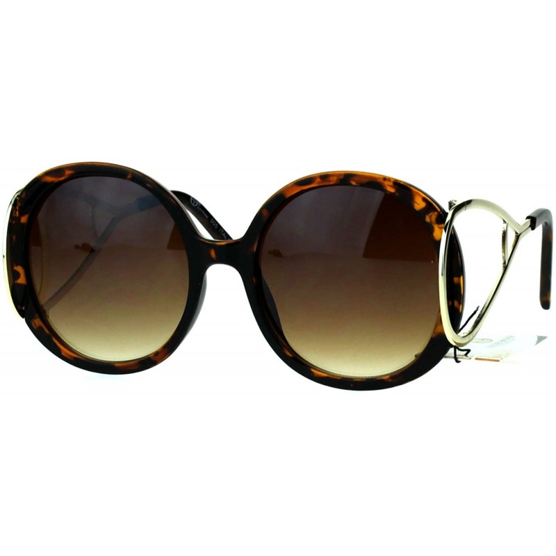 Butterfly Womens Unique Large Hoop Hinge Arm Mod Round Butterfly Sunglasses - Tortoise - C417YUEKTXZ $14.12