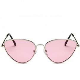 Sport Vintage Cat's Eye Sunglasses for Women Metal Resin UV400 Sunglasses - Silver Pink - CG18SZUE83Z $15.19