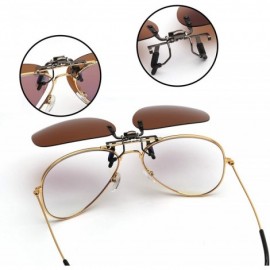 Aviator Polarized Clip on Sunglasses Frameless Flip Up Aviator Style Lens for Prescription Glasses - Brown - C318T0IWR3L $11.24