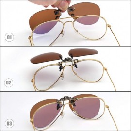 Aviator Polarized Clip on Sunglasses Frameless Flip Up Aviator Style Lens for Prescription Glasses - Brown - C318T0IWR3L $11.24