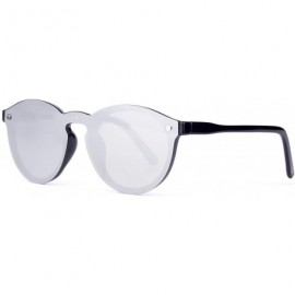 Round Linno Lightweight Horn Rimmed Round Retro Sunglasses for Men Women 100% UV Protection - Silver - C518LQXEN8I $11.58