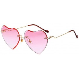 Round Heart Sunglasses for women Rimless Thin Metal Frame Heart shaped Sun glasses UV400 - Pink - CL18KGA8RN5 $12.87