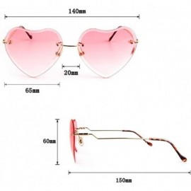 Round Heart Sunglasses for women Rimless Thin Metal Frame Heart shaped Sun glasses UV400 - Pink - CL18KGA8RN5 $12.87