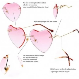 Round Heart Sunglasses for women Rimless Thin Metal Frame Heart shaped Sun glasses UV400 - Pink - CL18KGA8RN5 $12.87