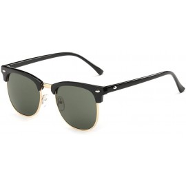 Semi-rimless Clubmaster Classic Metal Half Frame Horn Rimmed Sunglasses Uv 400 - Black/Bronze - C812GN5XBJ9 $10.11