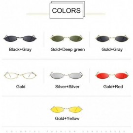 Oval Retro Small Oval Sunglasses Women Female Vintage Hip Hop Balck Glasses Retro Sunglass Lady Eyewear - Goldyellow - CB198U...