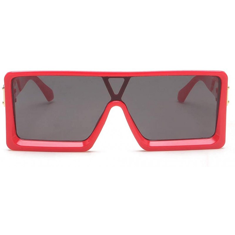 Rectangular Retro Oversized Square Sunglasses-Classic Women Sunglasses Fashion Thick Square Frame UV400 Glasses - Red - C2199...