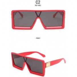 Rectangular Retro Oversized Square Sunglasses-Classic Women Sunglasses Fashion Thick Square Frame UV400 Glasses - Red - C2199...