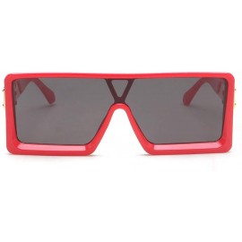 Rectangular Retro Oversized Square Sunglasses-Classic Women Sunglasses Fashion Thick Square Frame UV400 Glasses - Red - C2199...