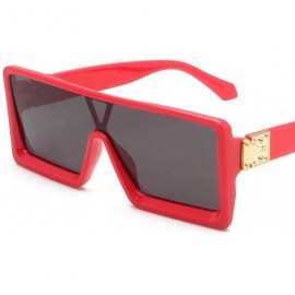 Rectangular Retro Oversized Square Sunglasses-Classic Women Sunglasses Fashion Thick Square Frame UV400 Glasses - Red - C2199...