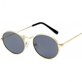 Square Fashion Women Sunglasses Famous Oval Sun Glasses Female Metal Round Frames Yellow Small Cheap Eyewear - Goldgray - C31...