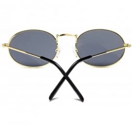 Square Fashion Women Sunglasses Famous Oval Sun Glasses Female Metal Round Frames Yellow Small Cheap Eyewear - Goldgray - C31...