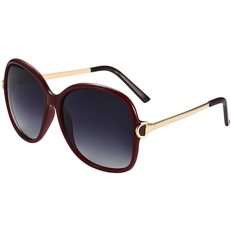 Square Oversized Sunglasses Big Large Women Square Wide Black Brown Retro Trendy - Red - CN1938M20T6 $12.13