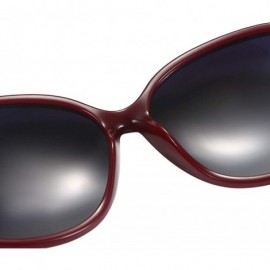 Square Oversized Sunglasses Big Large Women Square Wide Black Brown Retro Trendy - Red - CN1938M20T6 $12.13