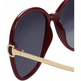 Square Oversized Sunglasses Big Large Women Square Wide Black Brown Retro Trendy - Red - CN1938M20T6 $12.13