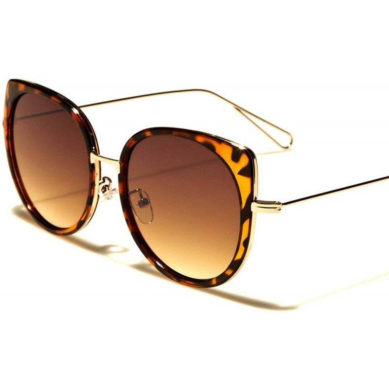 Cat Eye Designer Celebrity Fashion Elegant Foxy Womens Cat Eye Sunglasses - Tortoise & Gold / Brown - CA18ECE59IA $15.66