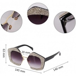 Square Sparkling Crystal Sunglasses UV 400 Protection Rhinestone Sunglasses Fashion Eyewear - Black - CH18XS646K6 $14.48