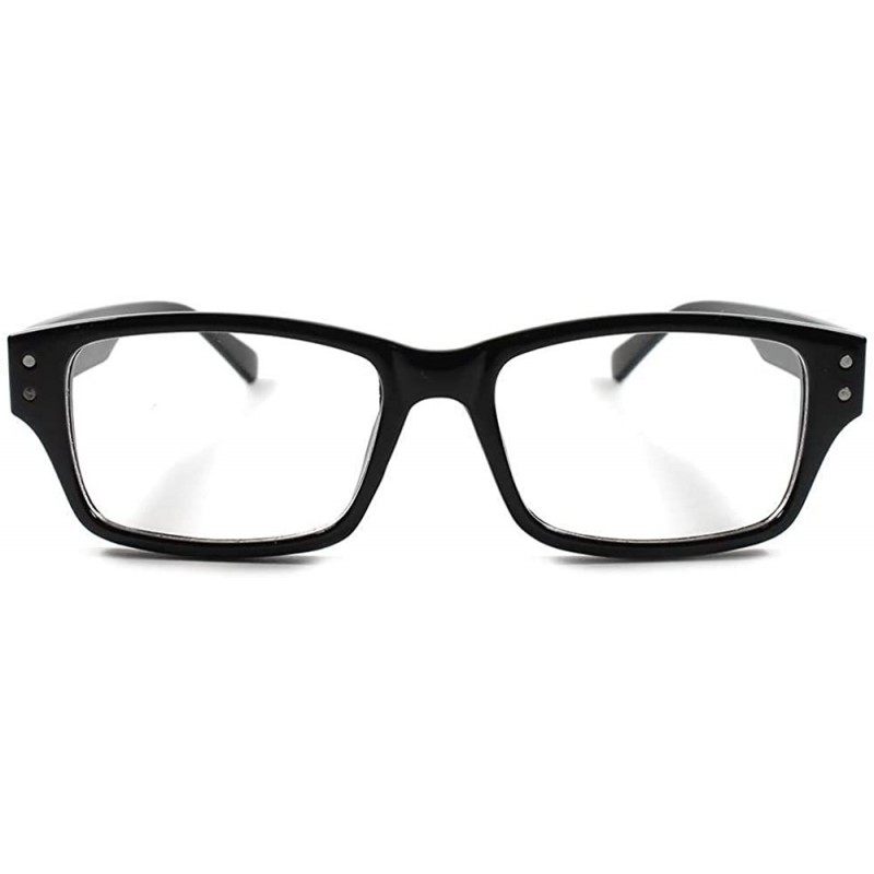 Rectangular Smart Stylish Geeky Rectangle Mens Womens Clear Lens Eye Glasses - Black - CF18XGXU7HE $8.66