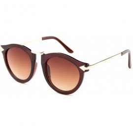 Round "Kyla" Unique Round Glasses with UV400 Flash Lenses Modern Fashion Sunglasses - Brown - C612N5JGJ8W $12.11