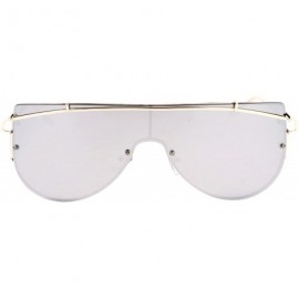 Shield Retro Flat Panel Shield Disco Futurism Sunglasses - Gold Mirror - CI12N1ZPK4W $10.13