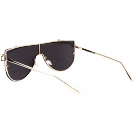 Shield Retro Flat Panel Shield Disco Futurism Sunglasses - Gold Mirror - CI12N1ZPK4W $10.13