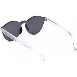 Oversized Oversized Colorful One Piece Square Sunglasses Flat Gradient Transparent Lenses Party Sun Glasses - Sliver - CF18S6...