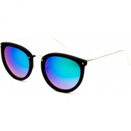 Round "Miley" Unique Round Glasses with UV400 Flash Lenses Modern Fashion Sunglasses - Black - C212NFFBTG5 $8.89