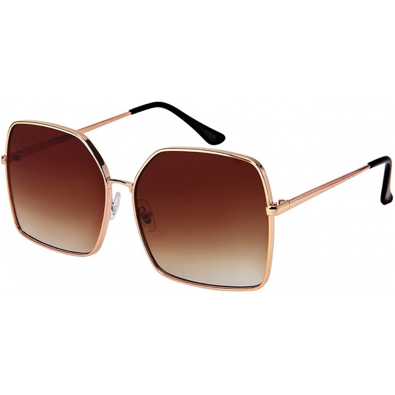 Oval Oversized Square Sunglasses with Flat Lenses 3123FLAP/3361FLAP - Rose Gold - C3183X0I877 $8.63