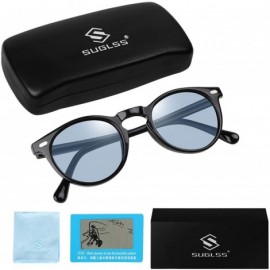 Round Photochromic Polarized Sunglasses Men Women Anti Glare Driving Eyewear Glasses - Blue - C718YMDGT8X $18.93