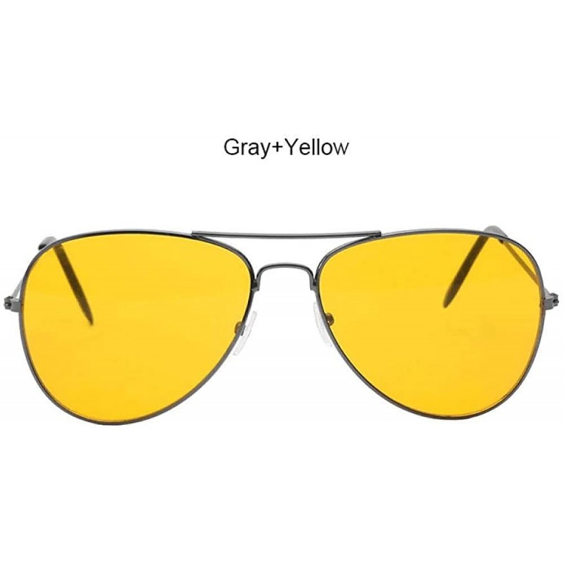 Aviator Men Aviation Sunglasses Women Night Vision Glasses Driving Yellow Blackclearred - Grayyellow - CW18XDWE033 $9.30