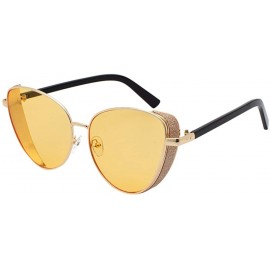 Round Polarized Sunglasses Classic Small Round Metal Frame for Women Polarized Sunglasses - Yellow - C7199L3D5Q5 $7.05