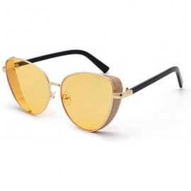 Round Polarized Sunglasses Classic Small Round Metal Frame for Women Polarized Sunglasses - Yellow - C7199L3D5Q5 $7.05