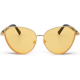 Round Polarized Sunglasses Classic Small Round Metal Frame for Women Polarized Sunglasses - Yellow - C7199L3D5Q5 $7.05