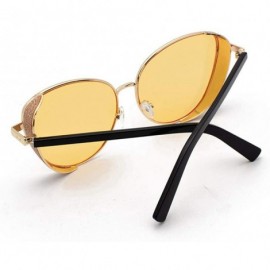 Round Polarized Sunglasses Classic Small Round Metal Frame for Women Polarized Sunglasses - Yellow - C7199L3D5Q5 $7.05