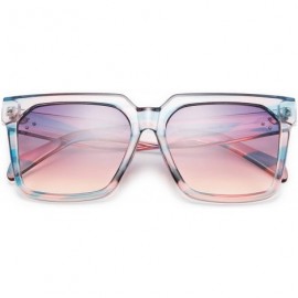 Oversized Womens Oversize Square Boyfriend Style Horned Rim Thick Plastic Sunglasses B2585 - 002 Chromatic - C7196UMKQW4 $13.74