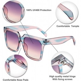 Oversized Womens Oversize Square Boyfriend Style Horned Rim Thick Plastic Sunglasses B2585 - 002 Chromatic - C7196UMKQW4 $13.74