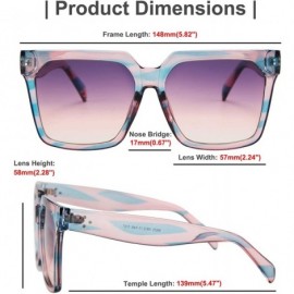 Oversized Womens Oversize Square Boyfriend Style Horned Rim Thick Plastic Sunglasses B2585 - 002 Chromatic - C7196UMKQW4 $13.74