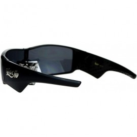 Rectangular Locs Sunglasses Mens Shield Rectangular Thick Wrap Frame Black - Shiny Black - CI18920KLA2 $7.77