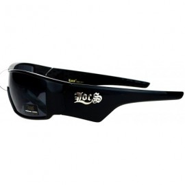 Rectangular Locs Sunglasses Mens Shield Rectangular Thick Wrap Frame Black - Shiny Black - CI18920KLA2 $7.77